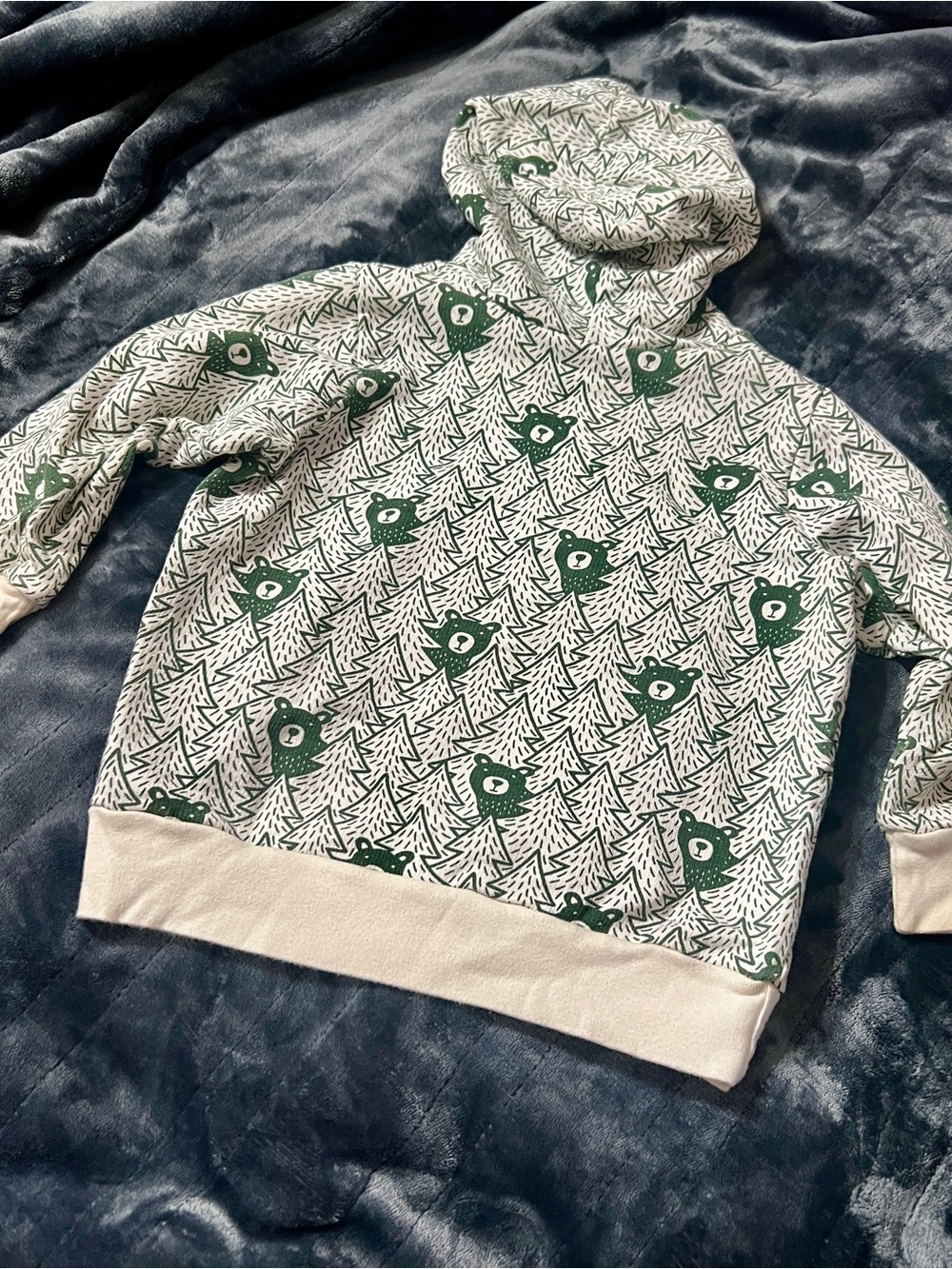 Kids Green Bear Print Hoodie Sweatshirt - Winter Water Factory